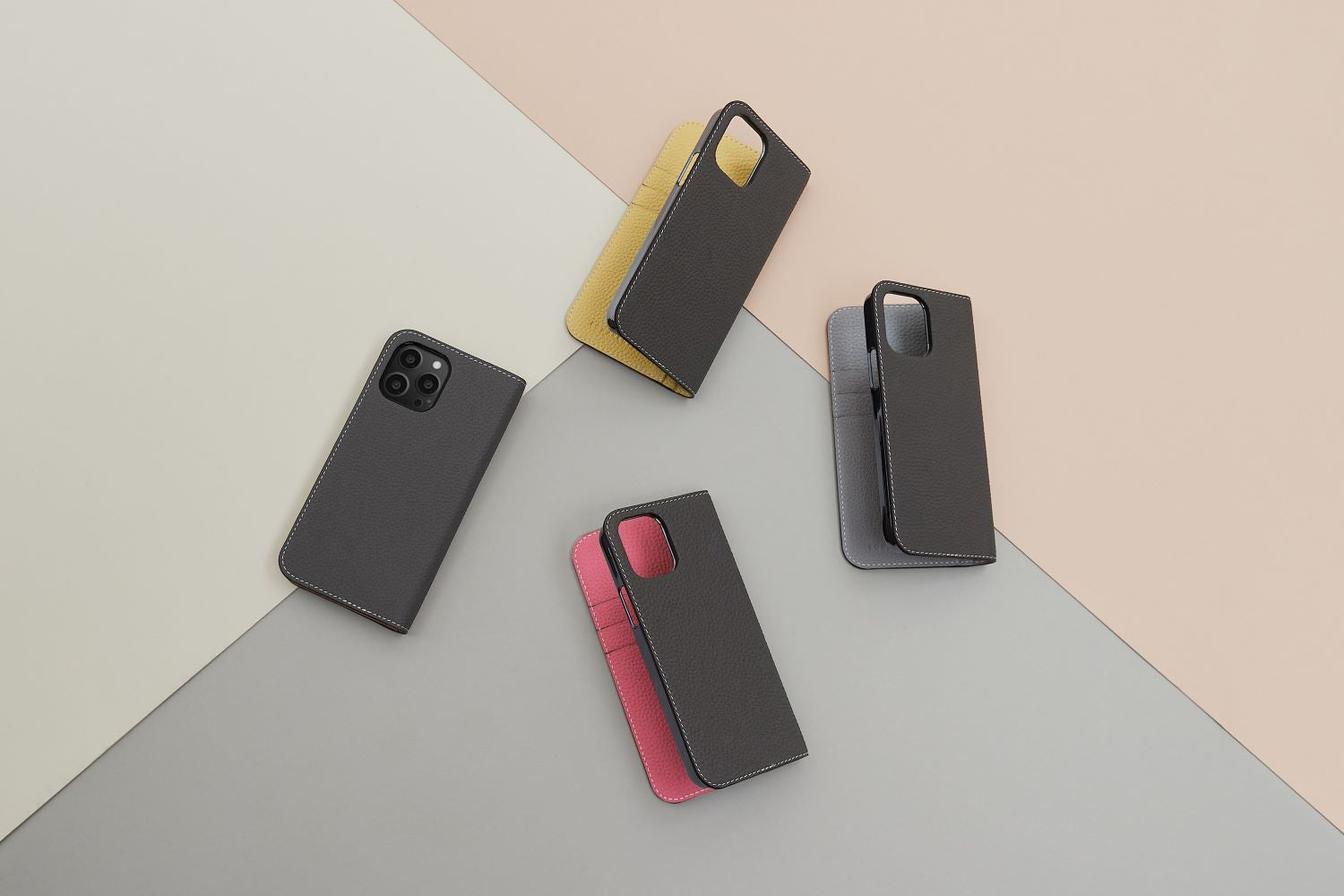 【新色】チャコールグレー | シックで持ちやすい大人グレー 革のスマホケース