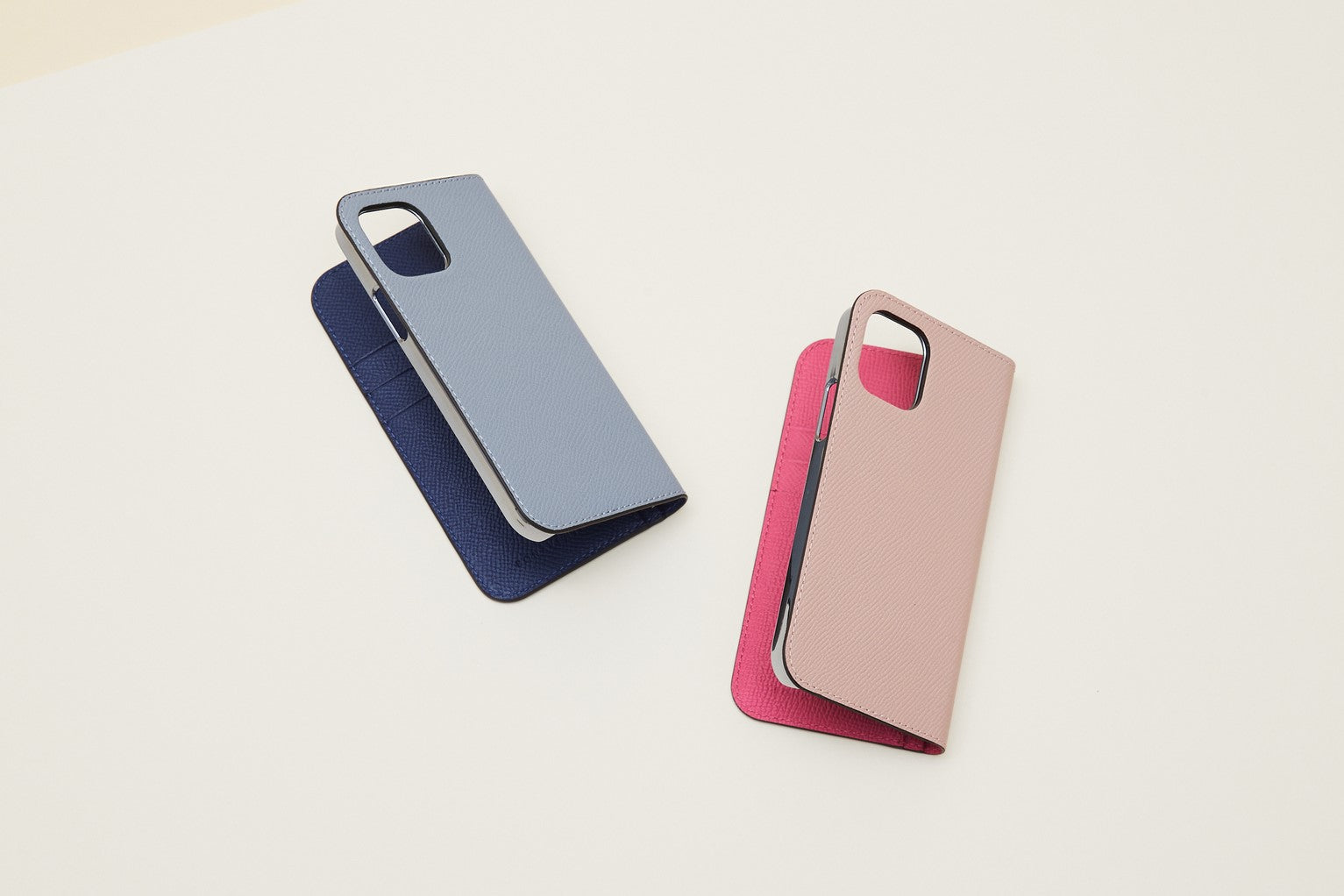 ブルーリン×ネイビー、シェルピンク×フューシャ ブルーグレーの色味と大人ピンクが魅力