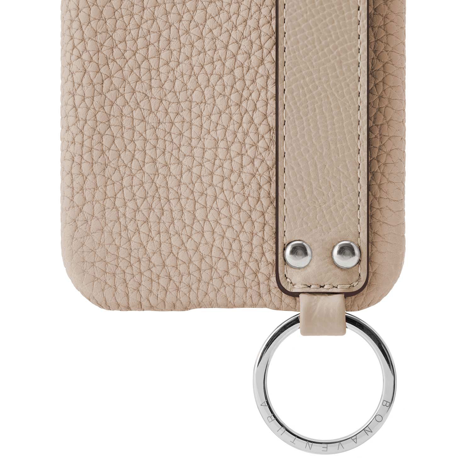 (iPhone 13 Pro) Back cover case with handle, shrink leather with strap