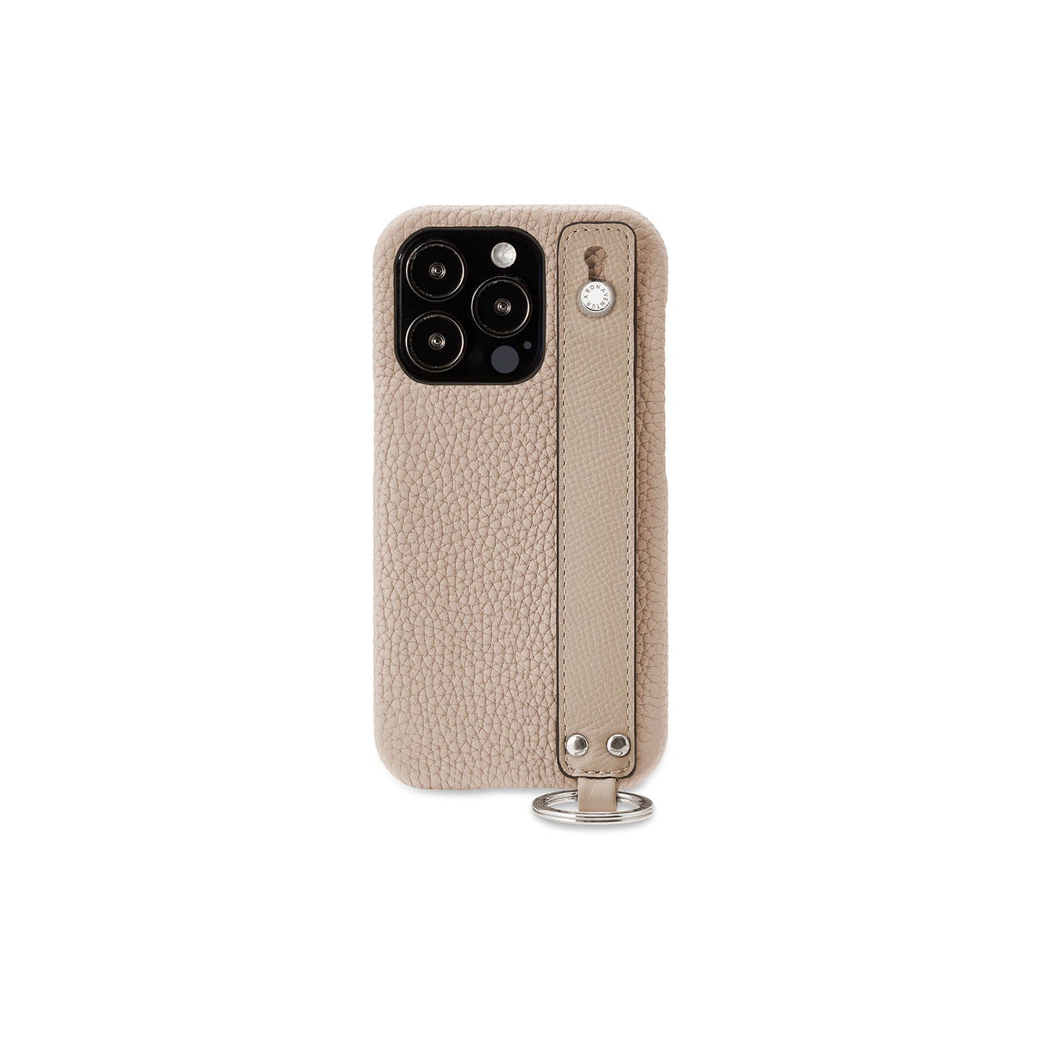 (iPhone 13 Pro) Back cover case with handle, shrink leather with strap