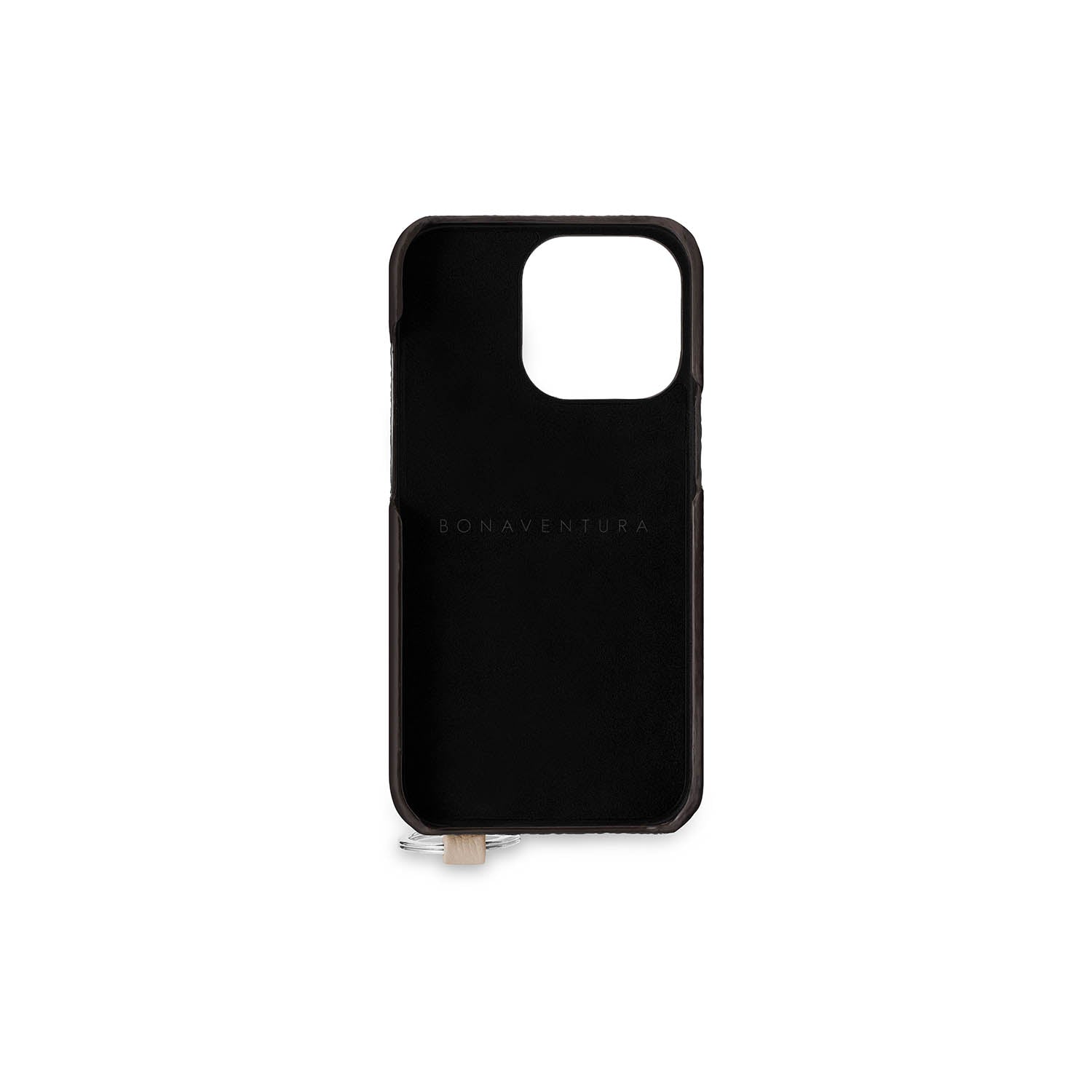 (iPhone 13 Pro) Back cover case with handle, shrink leather with strap