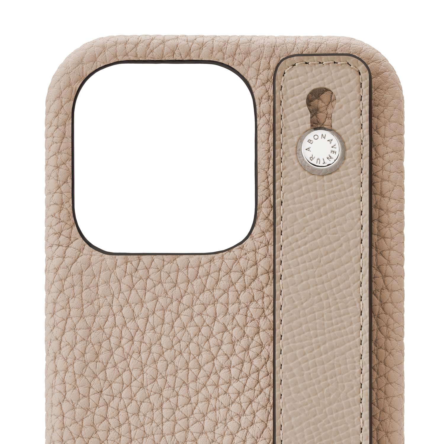 (iPhone 13 Pro) Back cover case with handle, shrink leather with strap