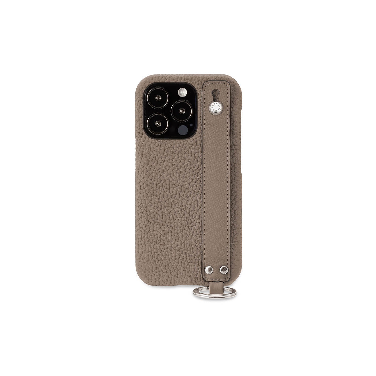 (iPhone 13 Pro) Back cover case with handle, shrink leather with strap