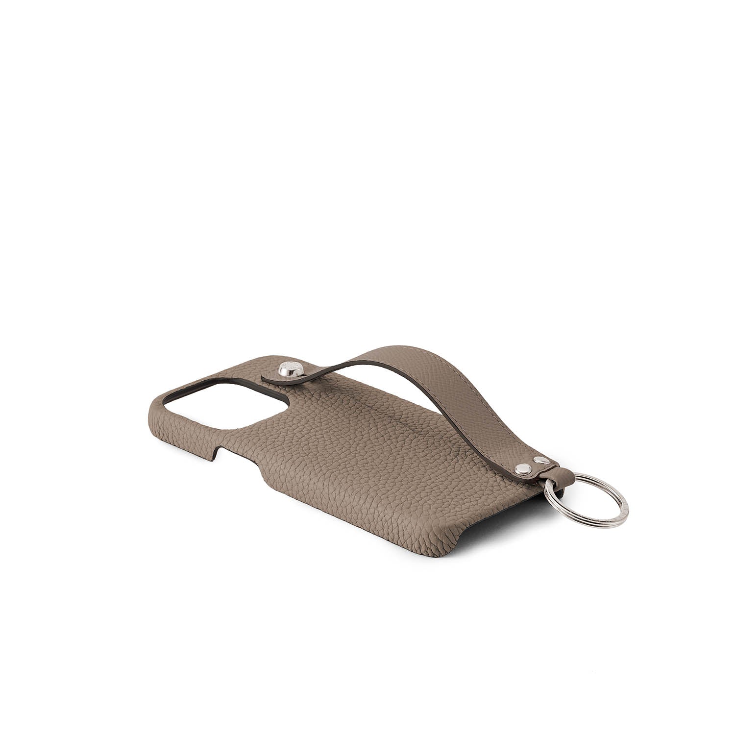(iPhone 13 Pro) Back cover case with handle, shrink leather with strap