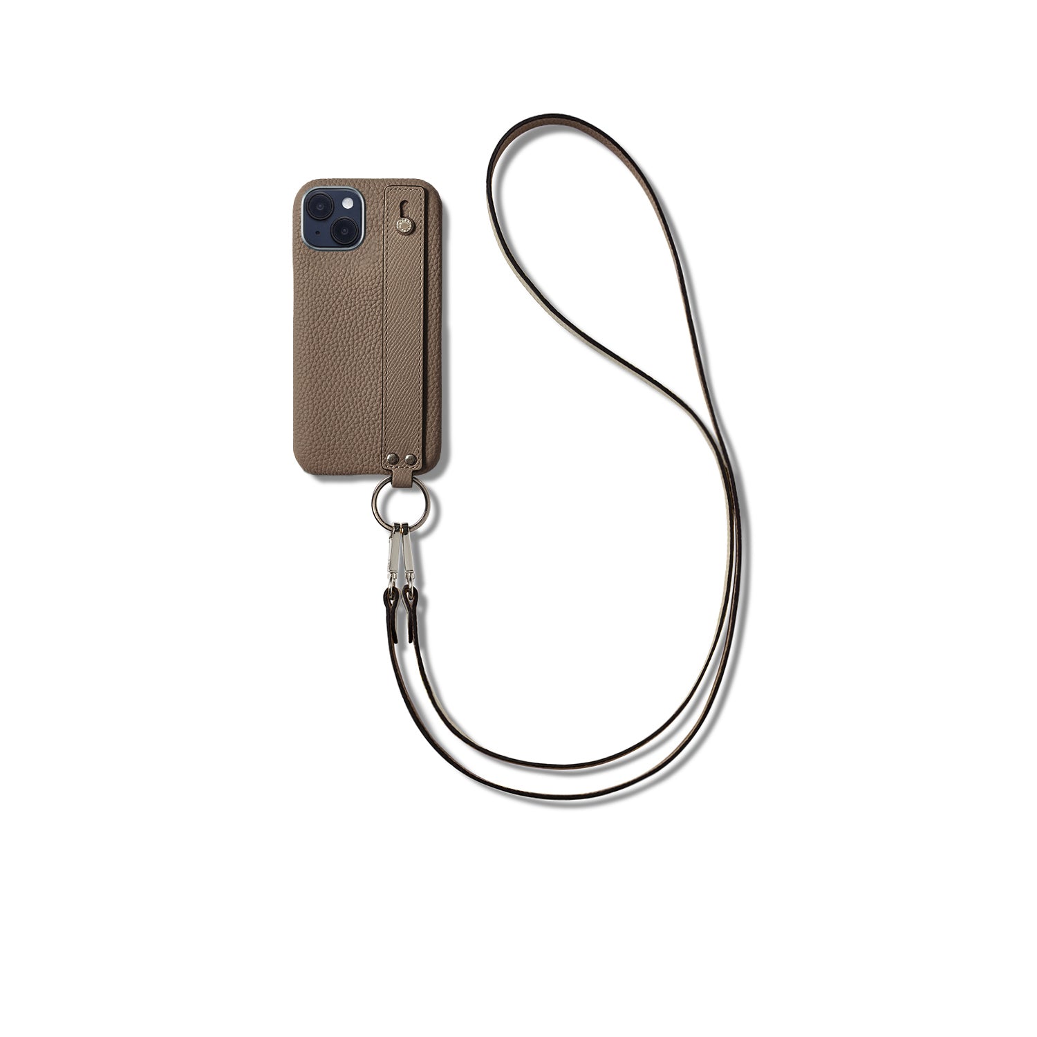 Back Cover With Handle Shoulder Strap SEt Bottalato Leather (iPhone 15 Plus)