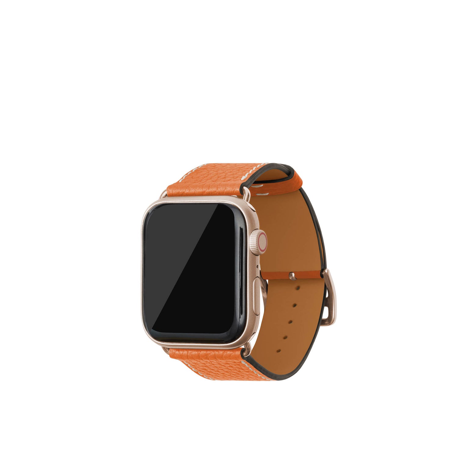 シュリンク Apple Watch レザーバンド【44mm/45mm/46mm/49mm, M/Lサイズ】 (アダプター:ゴールド)