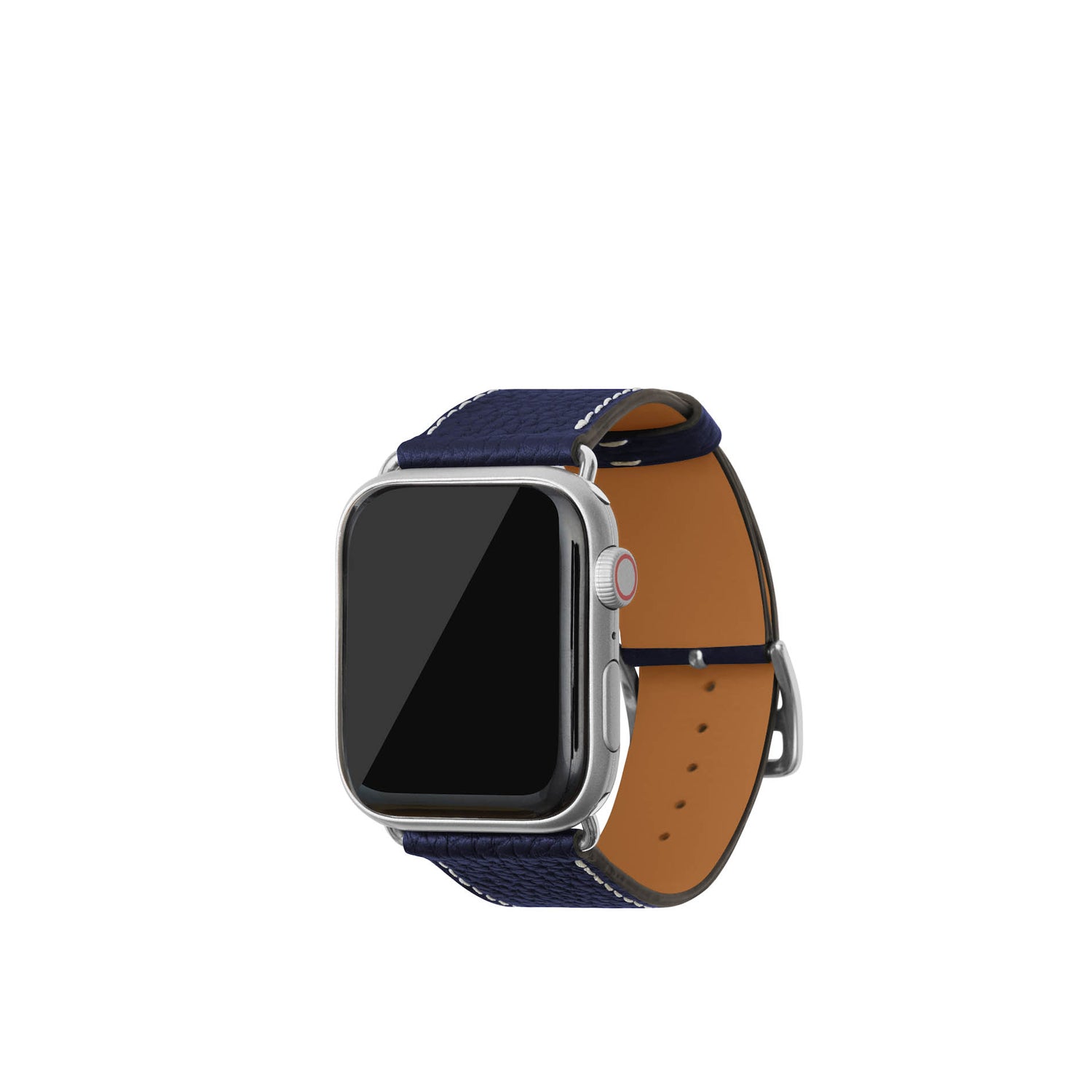 シュリンク Apple Watch レザーバンド【44mm/45mm/46mm/49mm, M/Lサイズ】 (アダプター:シルバー)
