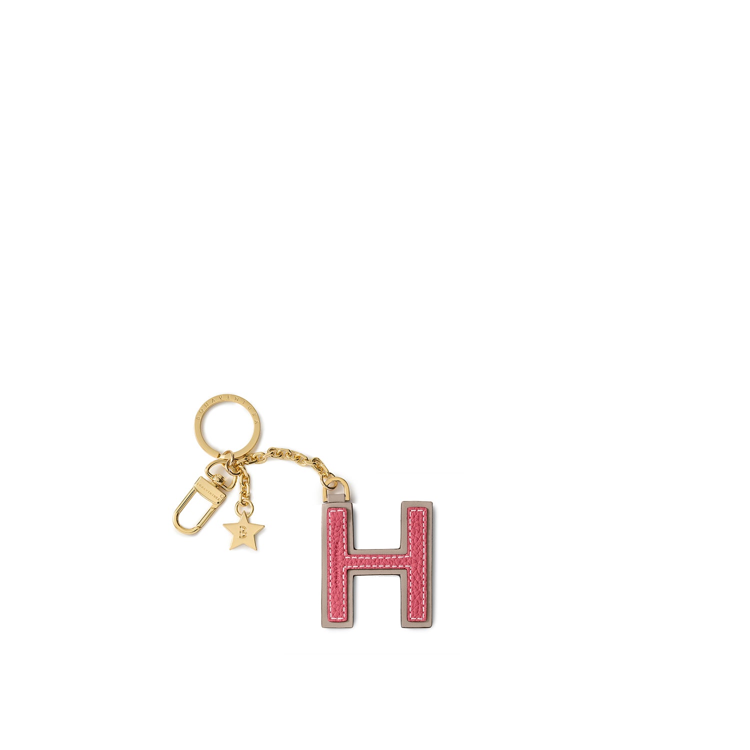 Leather Initial Charm Key Holder Shrink Leather