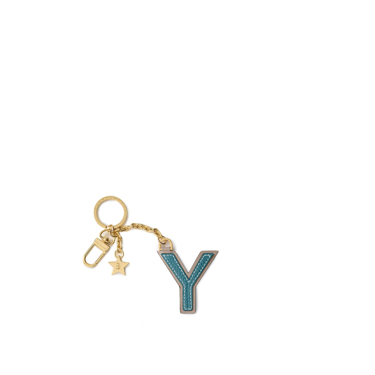 Leather Initial Charm Key Holder Shrink Leather