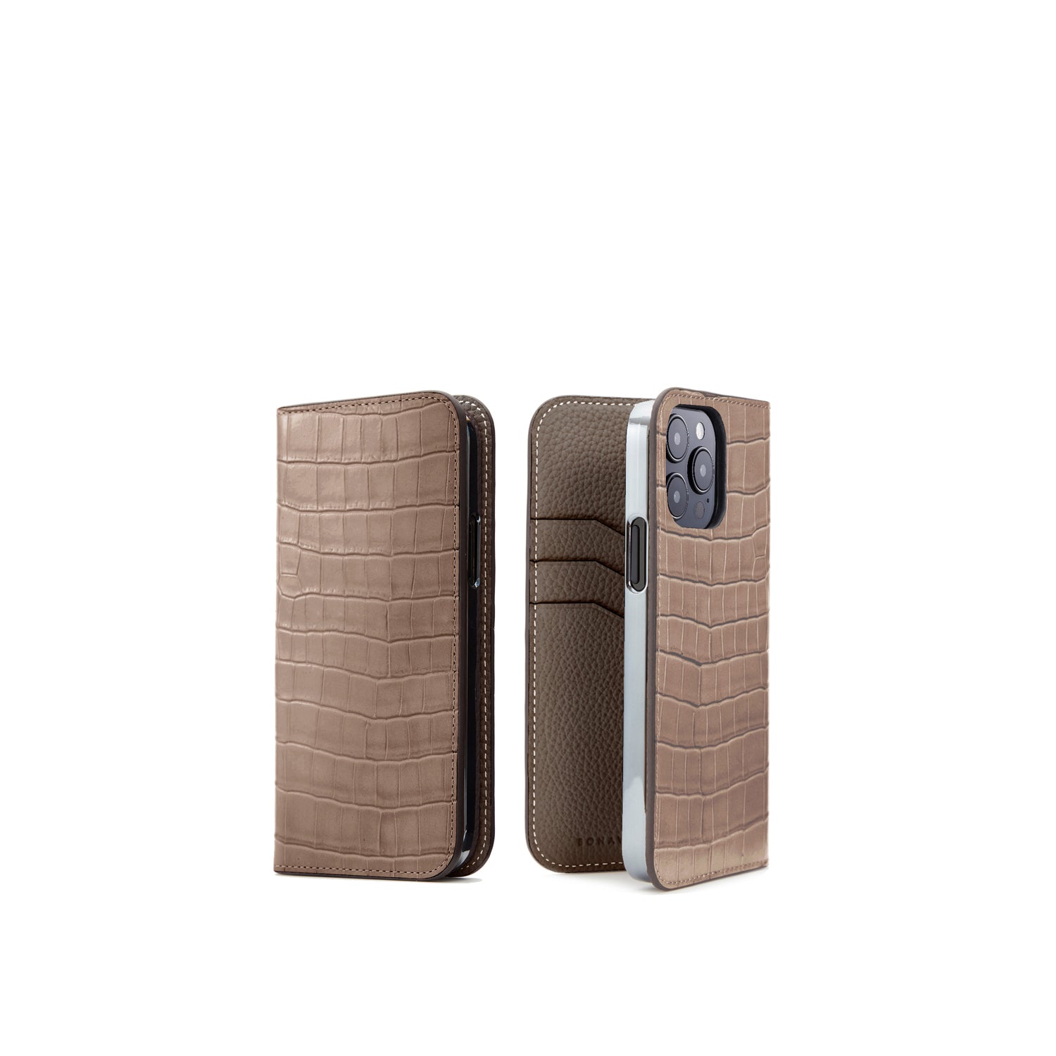(iPhone 15 Pro) Diary Case Embossed Croco Leather