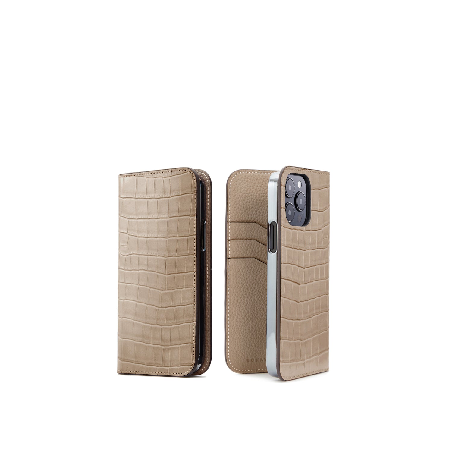 (iPhone 15 Pro) Diary Case Embossed Croco Leather