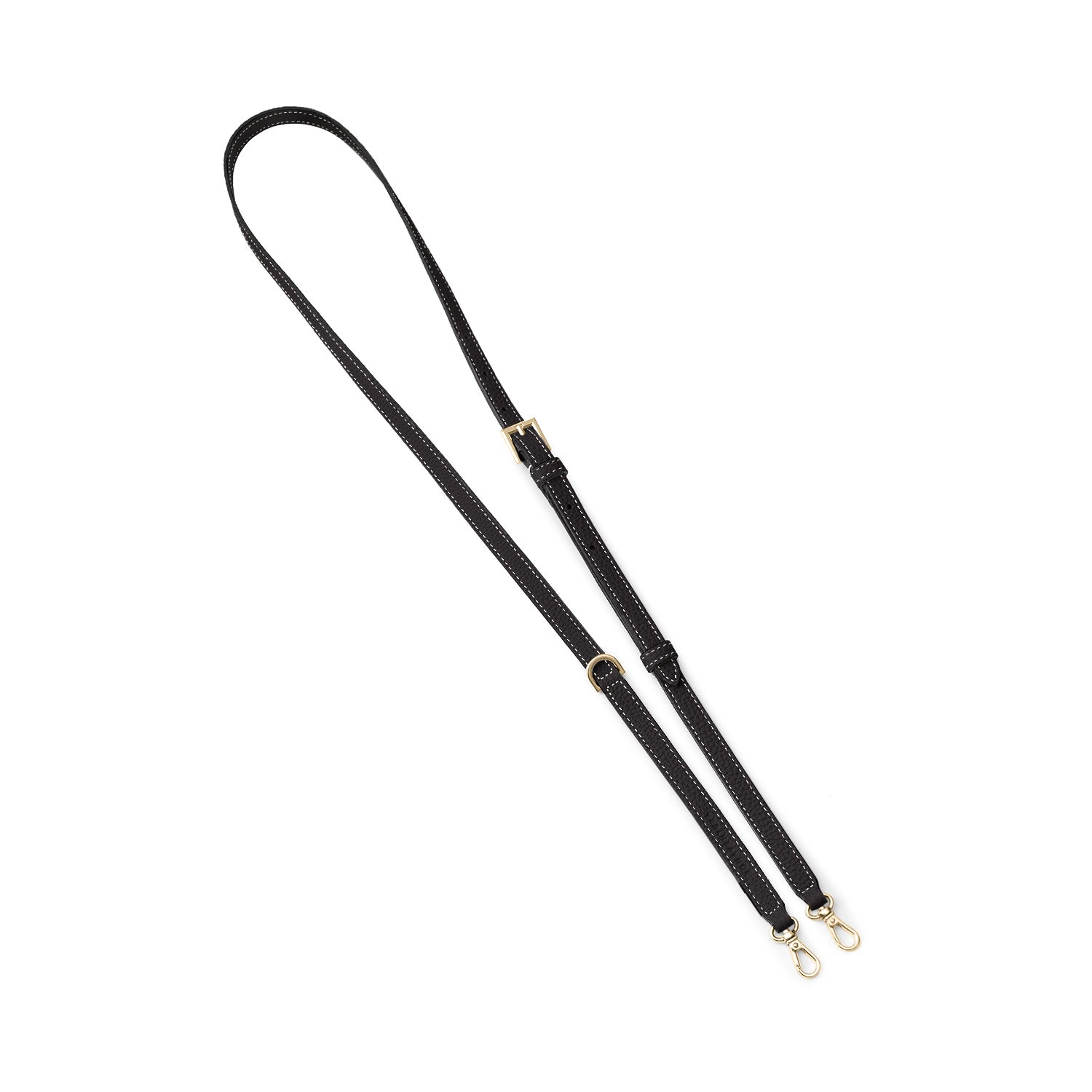 Dリング付き アジャスタブル ショルダー ストラップ シュリンクレザー ゴールド