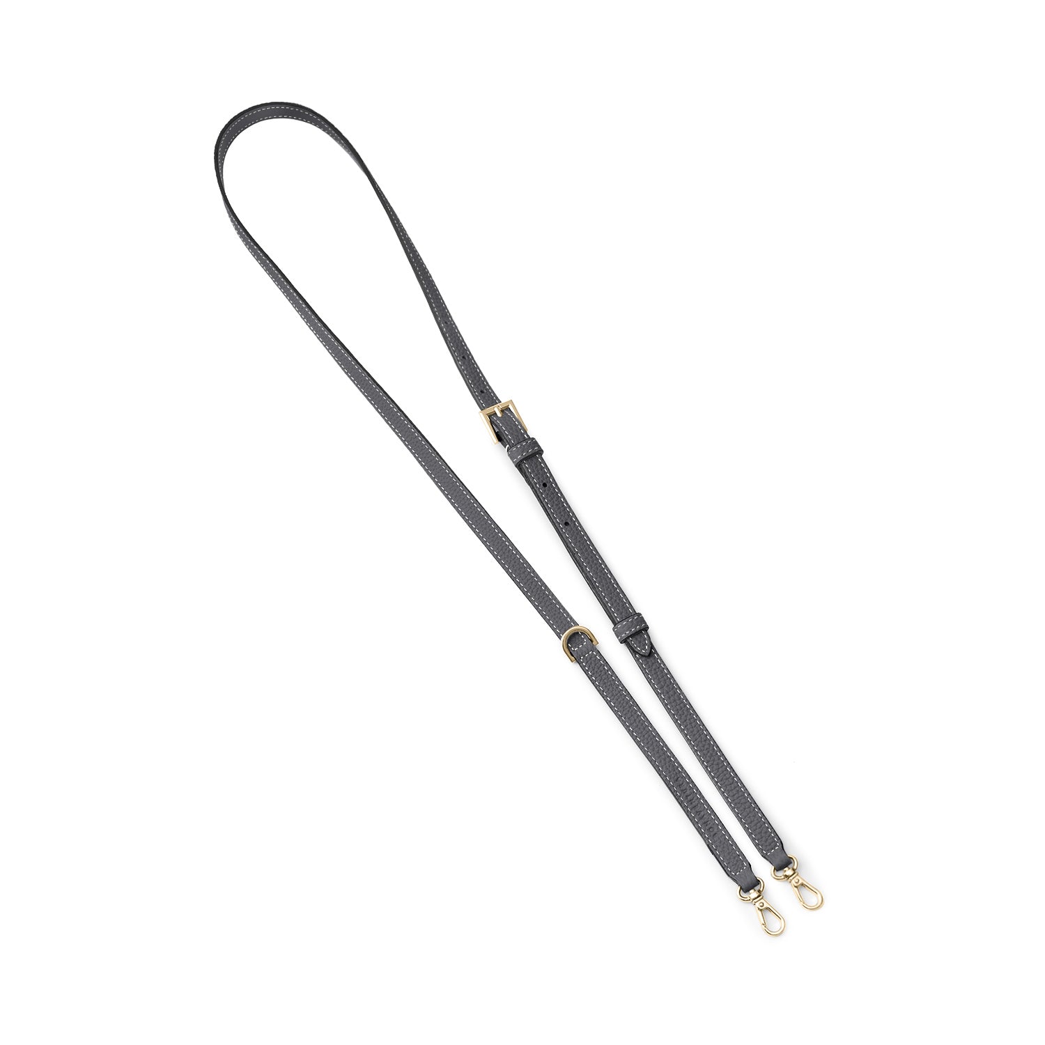 Dリング付き アジャスタブル ショルダー ストラップ シュリンクレザー ゴールド