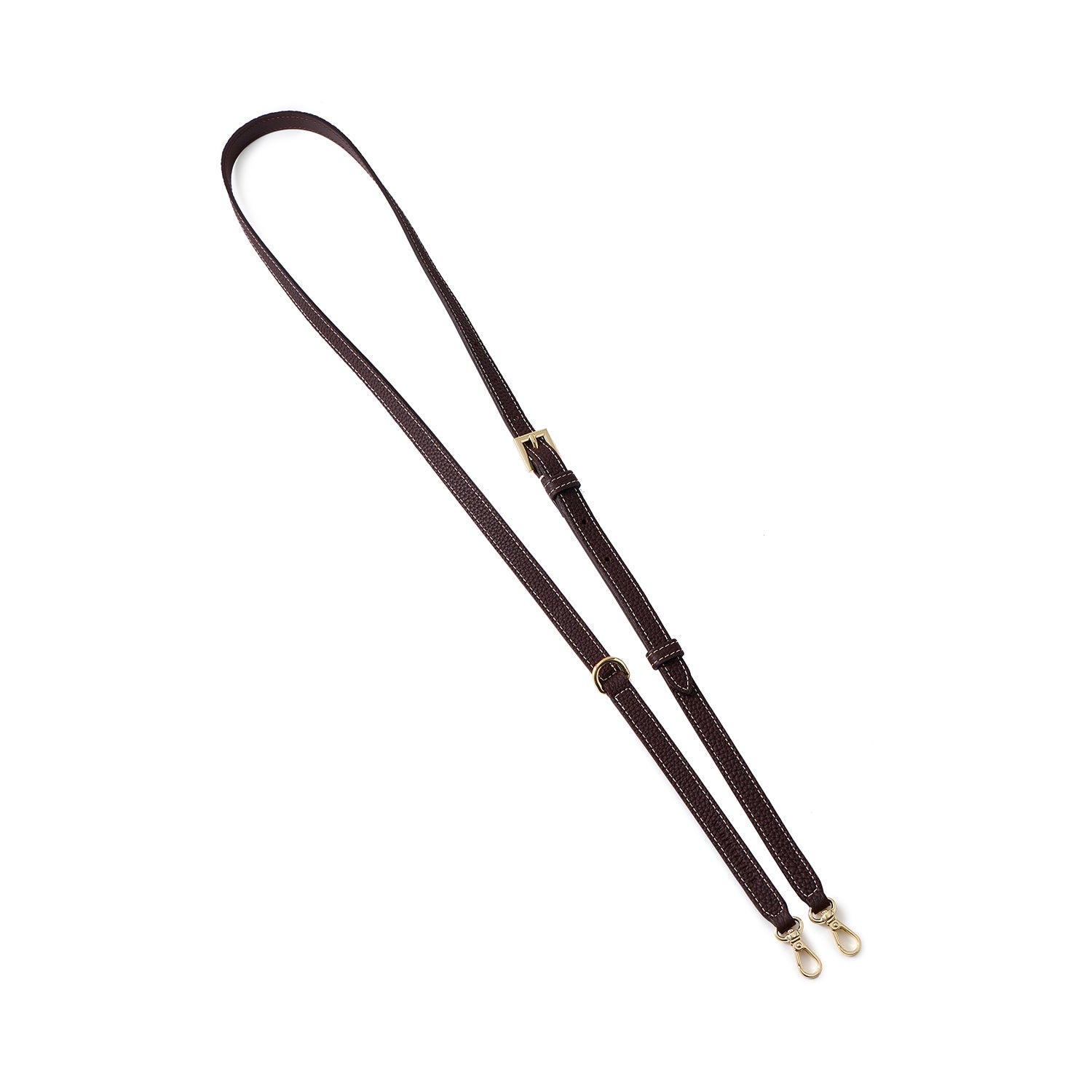 Dリング付き アジャスタブル ショルダー ストラップ シュリンクレザー (ゴールド)