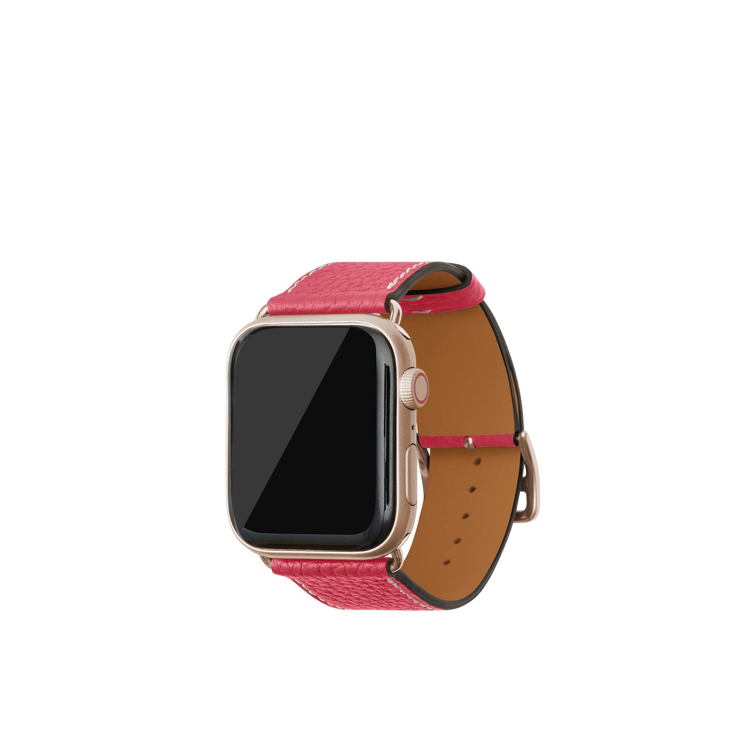 Apple Watch 가죽 밴드【42 mm/44 mm/45 mm/49 mm, M/L 사이즈】 (어댑터:골드)