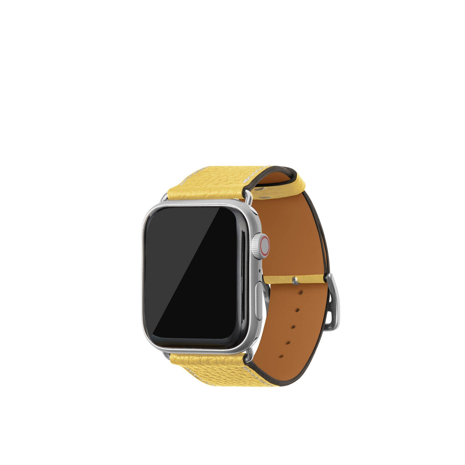 シュリンク Apple Watch レザーバンド【44mm/45mm/46mm/49mm, M/Lサイズ】 (アダプター:シルバー)