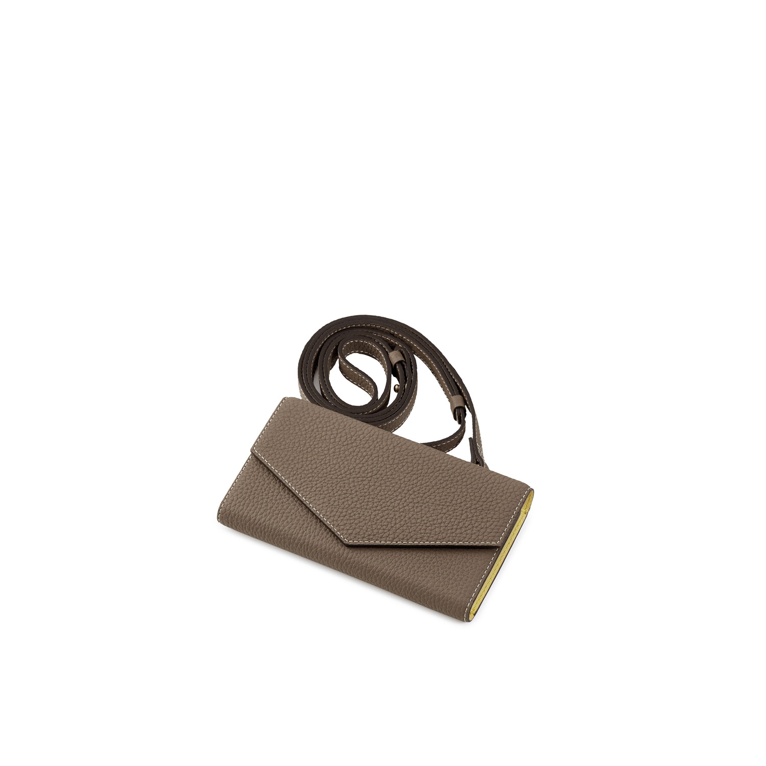 (iPhone 14 Pro Max) Mirror Case Shoulder Strap With Shrink Leather