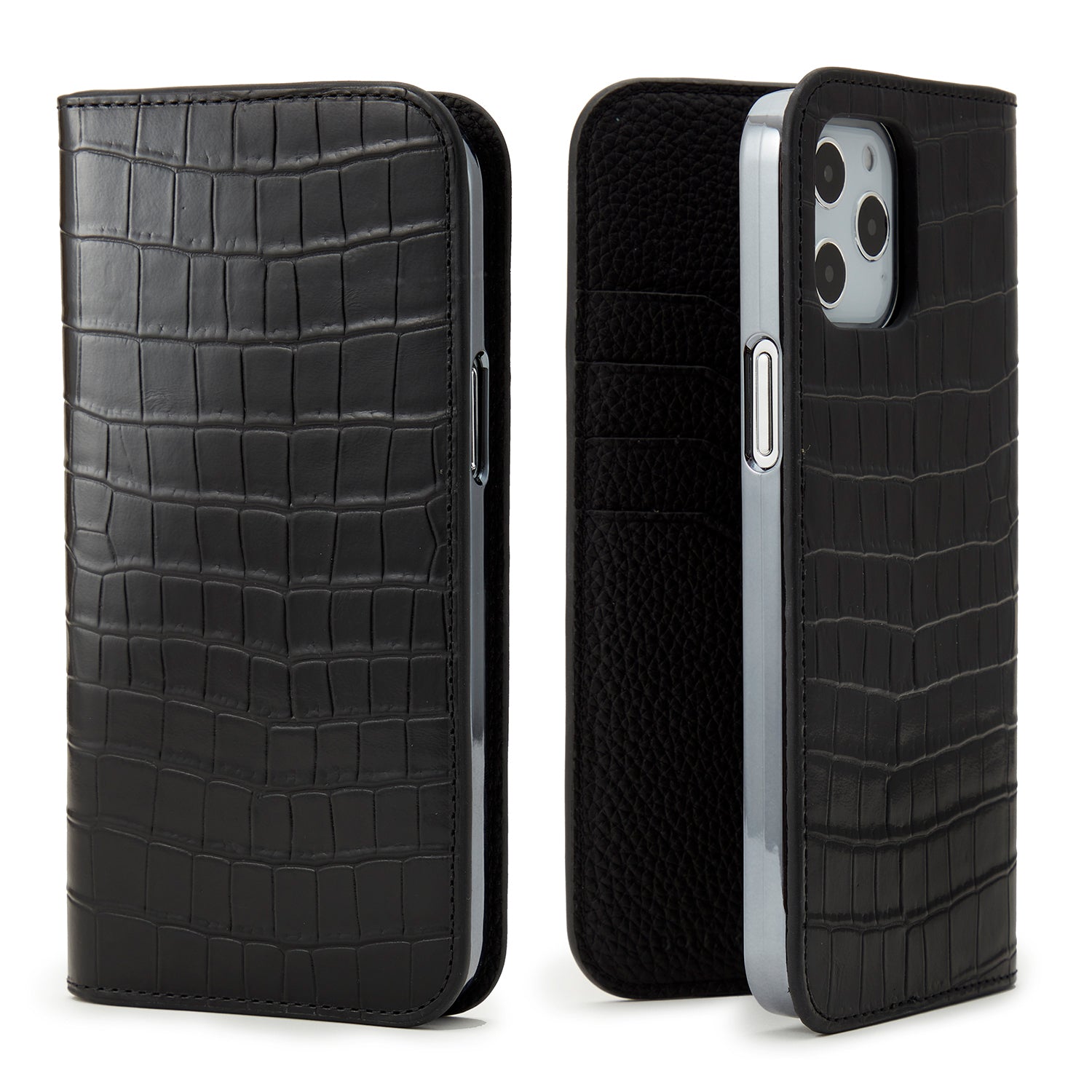 (iPhone 12 Pro Max) Diary Case Embossed Croco Leather