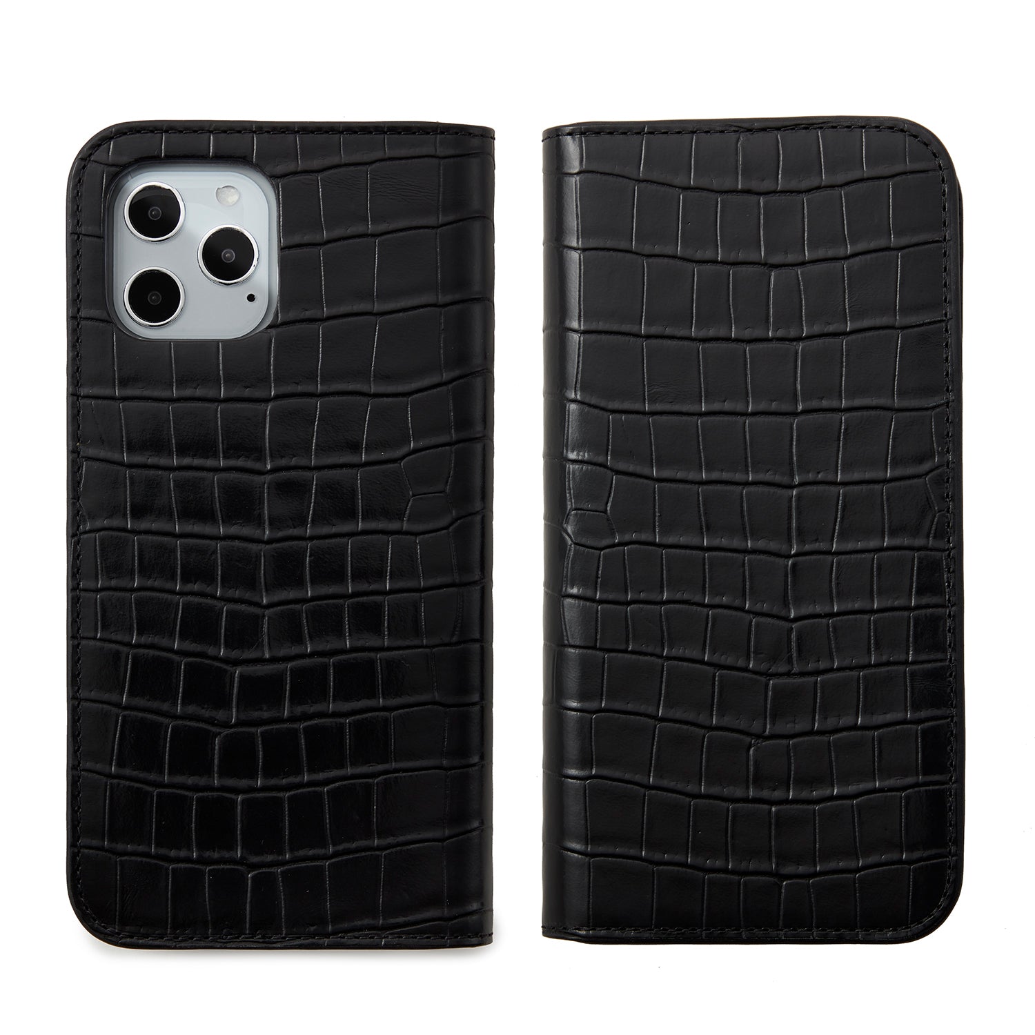 (iPhone 12 Pro Max) Diary Case Embossed Croco Leather