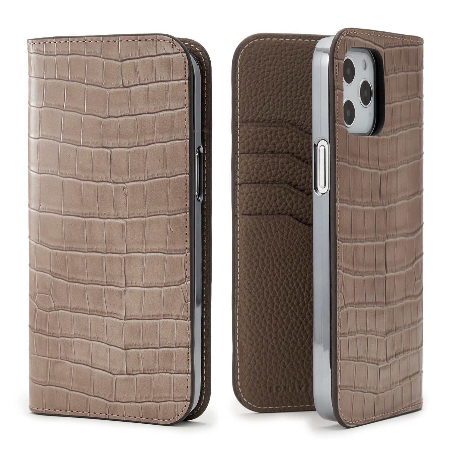 (iPhone 12 Pro Max) Diary Case Embossed Croco Leather