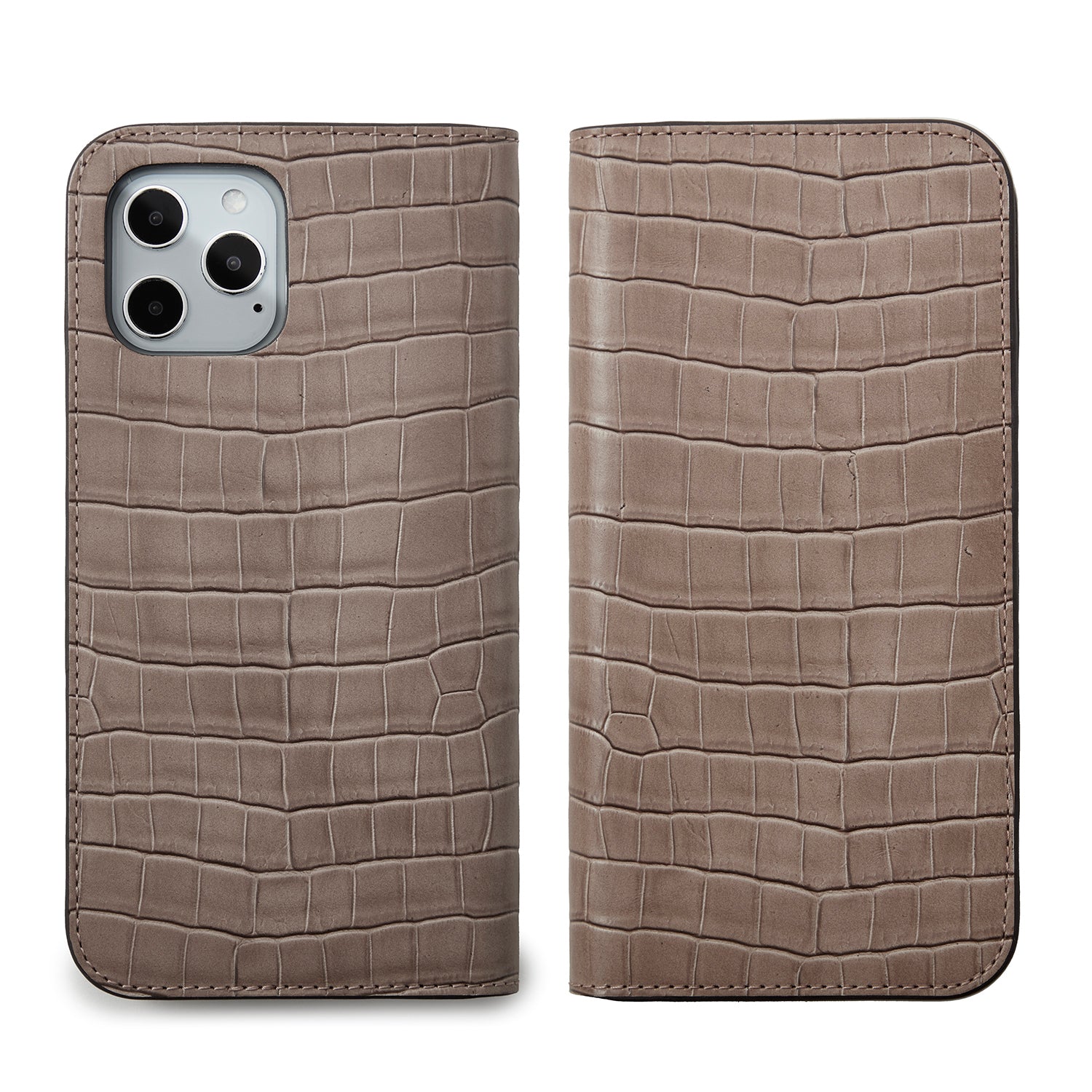 (iPhone 12 Pro Max) Diary Case Embossed Croco Leather