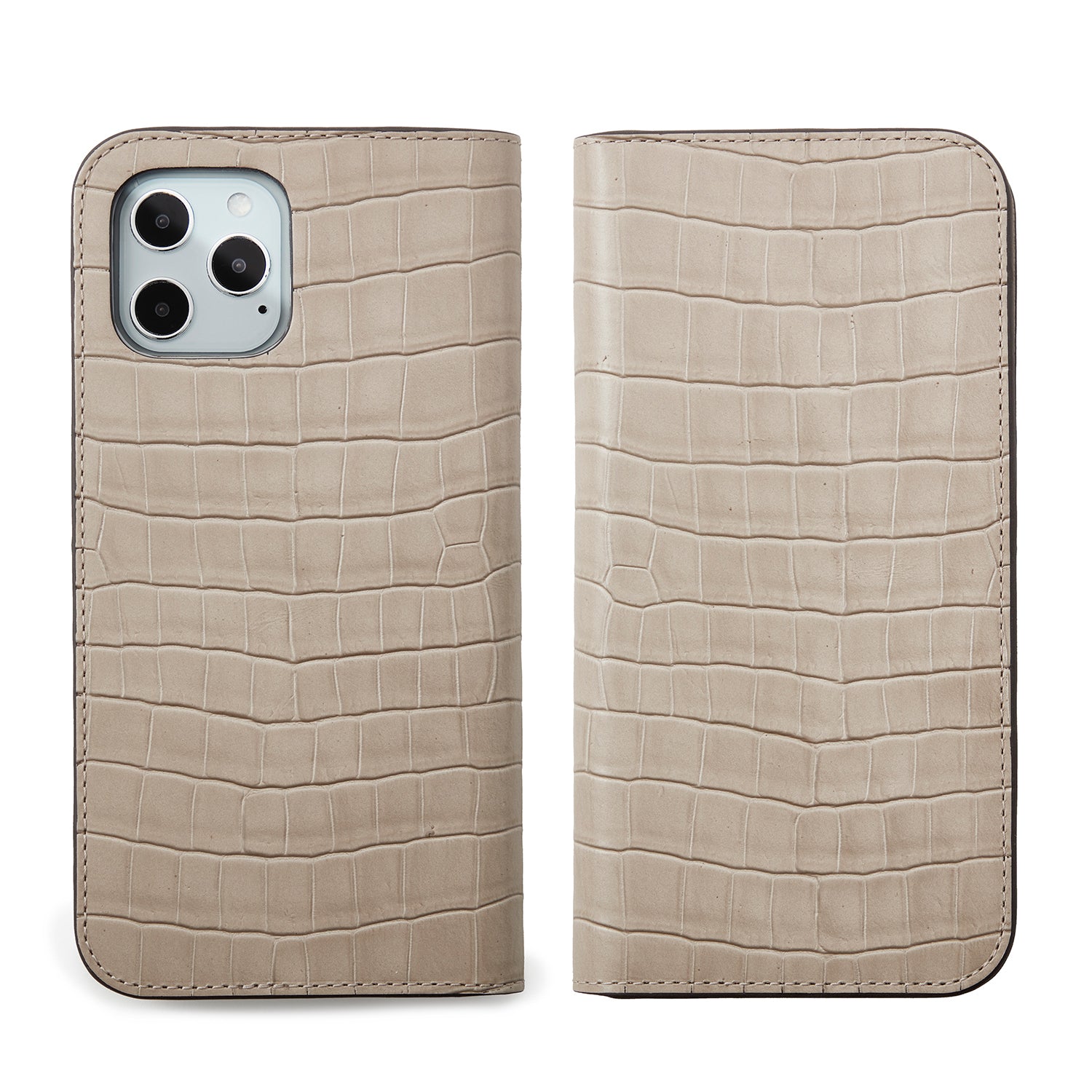 (iPhone 12 Pro Max) Diary Case Embossed Croco Leather