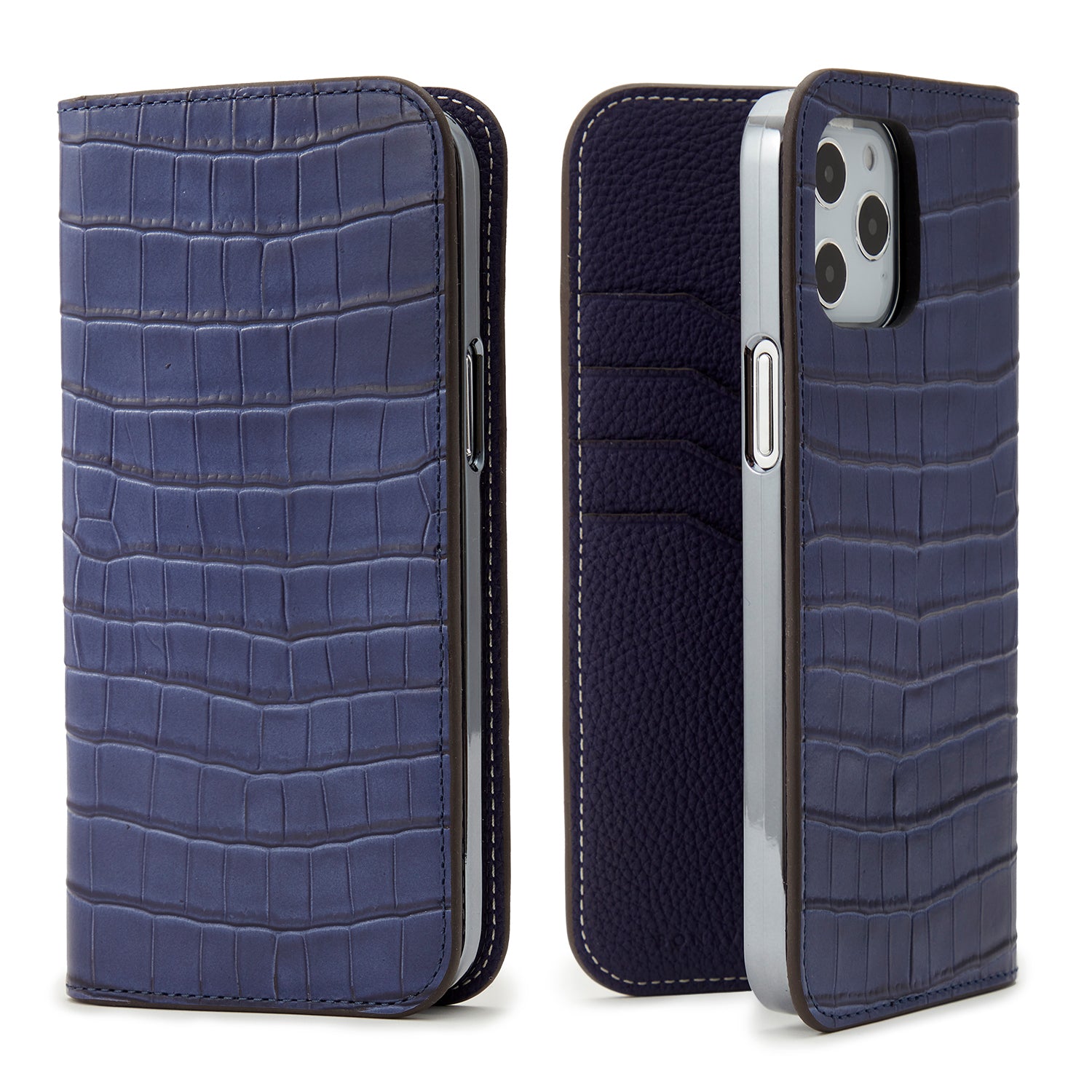 (iPhone 12 Pro Max) Diary Case Embossed Croco Leather