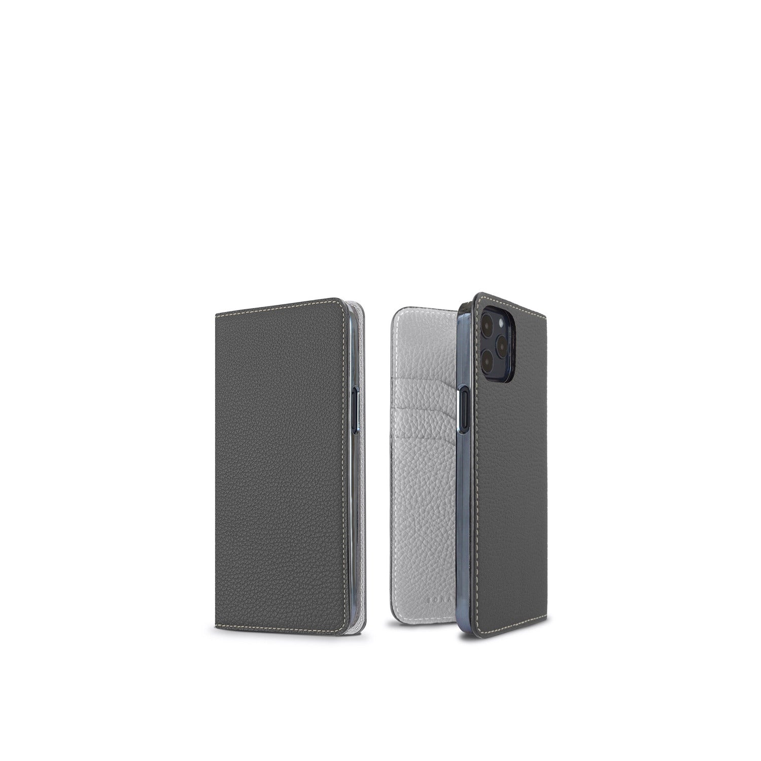 (iPhone 12 / 12 Pro) ダイアリーケース シュリンクレザー