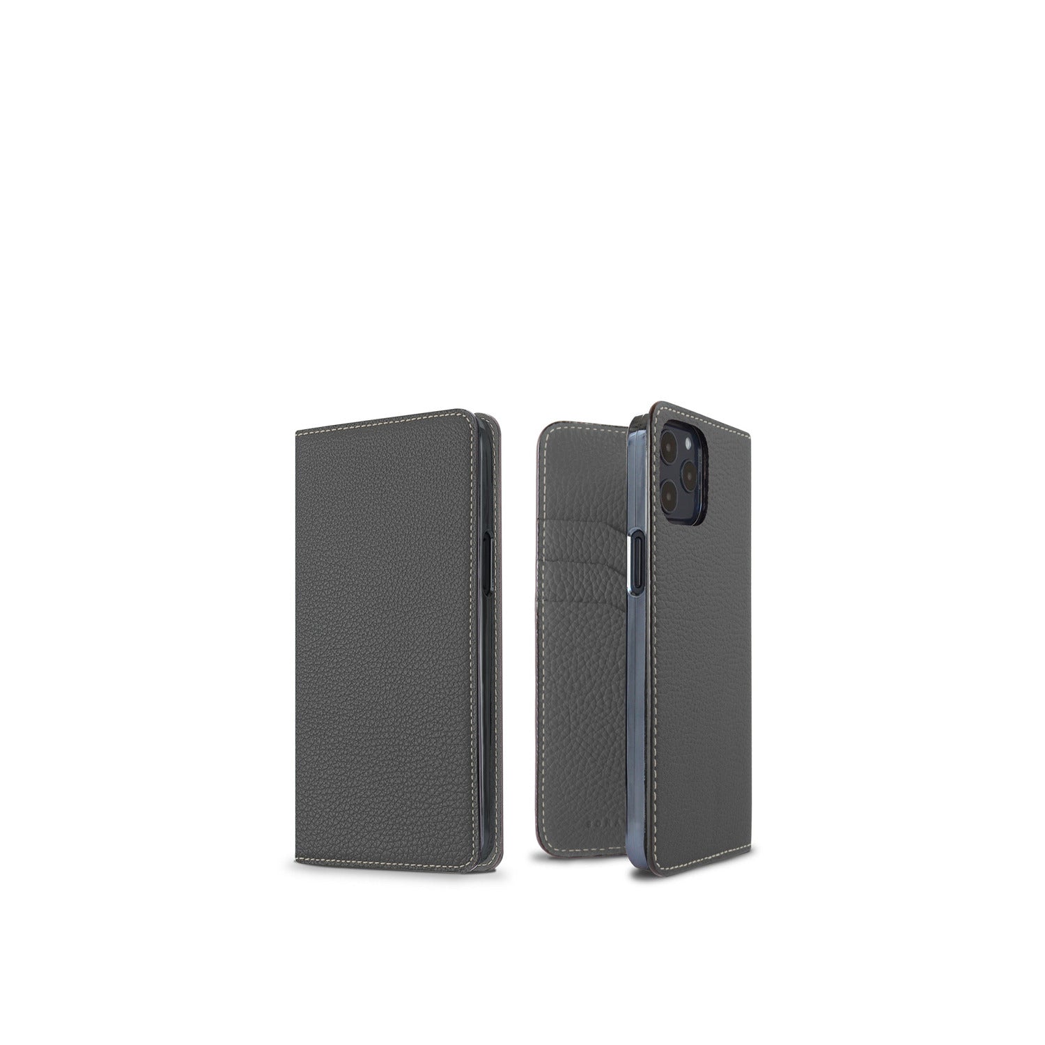 (iPhone 12 / 12 Pro) 다이어리 케이스 수축 가죽