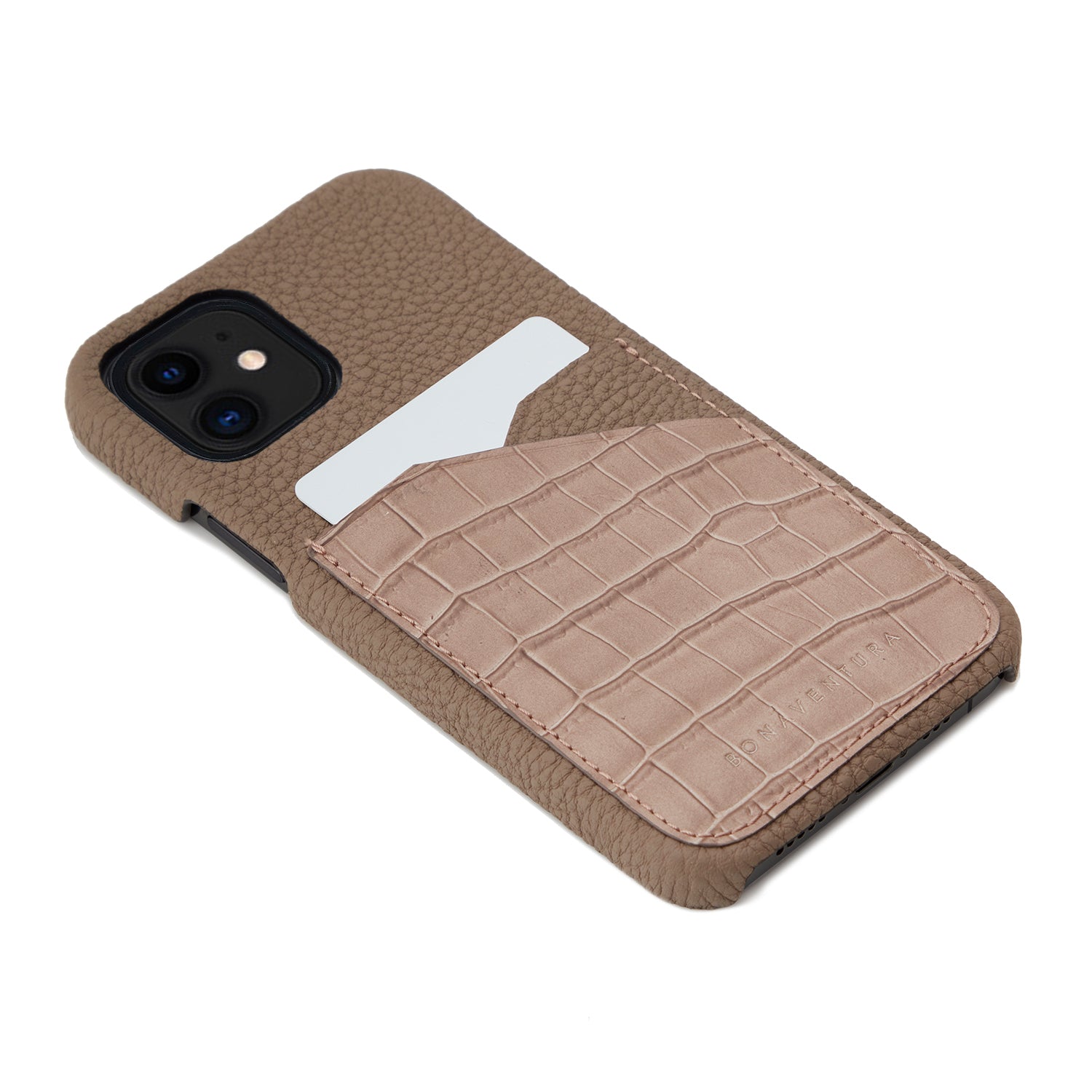 (iPhone 12 Mini) Back Cover Case Embossed Croco Leather