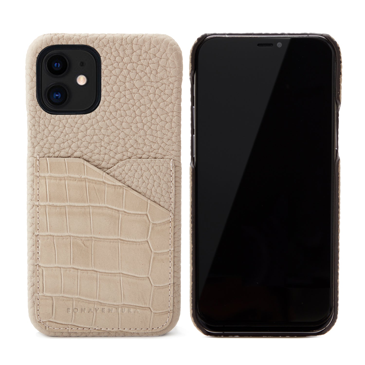(iPhone 12 Mini) Back Cover Case Embossed Croco Leather