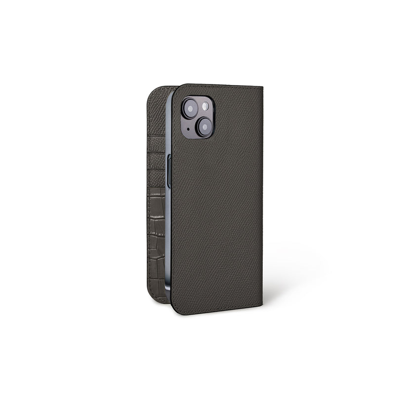 (iPhone 14 Plus) Diary Case Nobile X Embossed Croco Leather