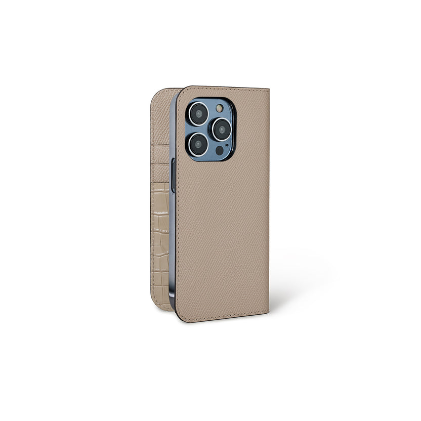 (iPhone 15 Pro) Diary Case Nobile × Embossed Croco Leather