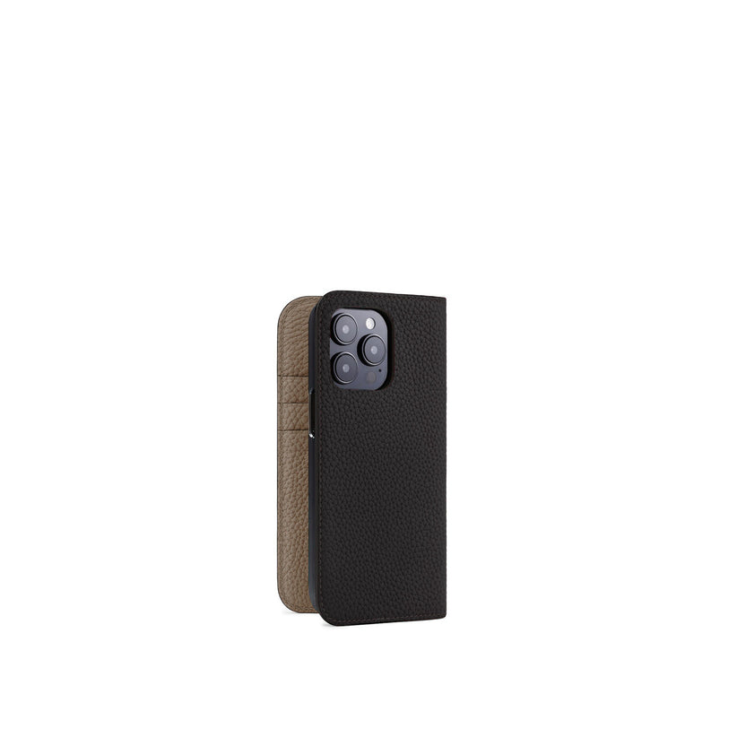 (iPhone 14 Pro) Diary Case Shrink Leather