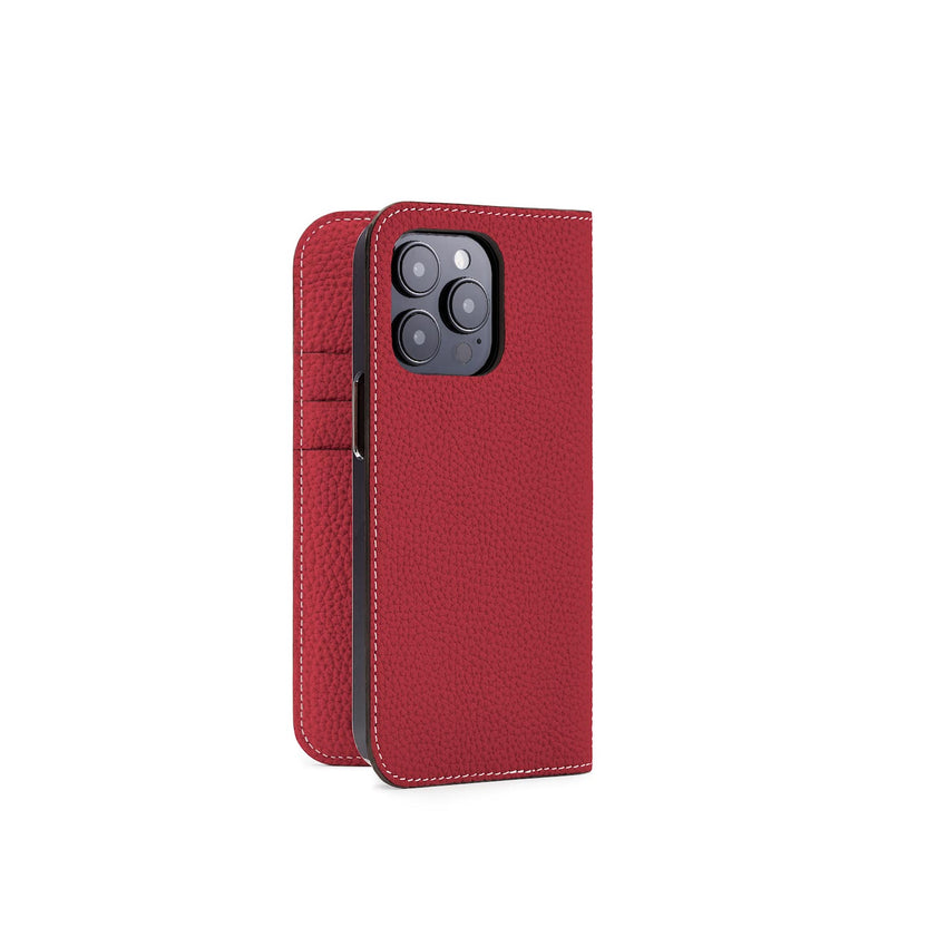 (iPhone 14 Pro) Diary Case Shrink Leather