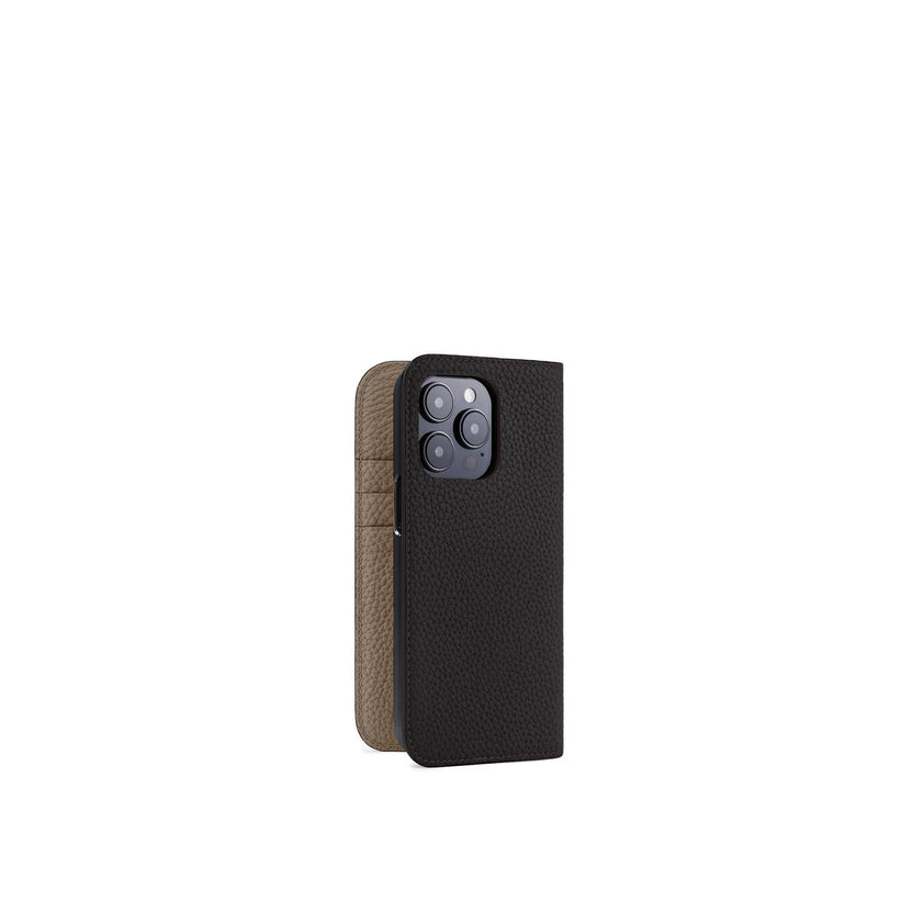 (iPhone 15 Pro) Diary Case Shrink Leather