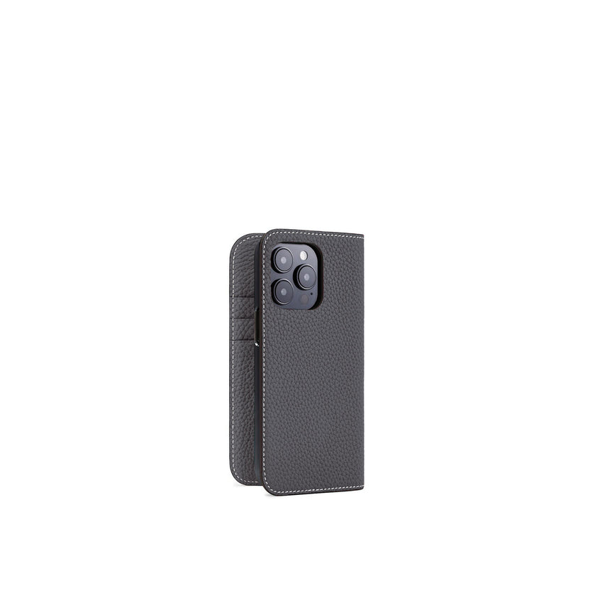 (iPhone 15 Pro) Diary Case Shrink Leather