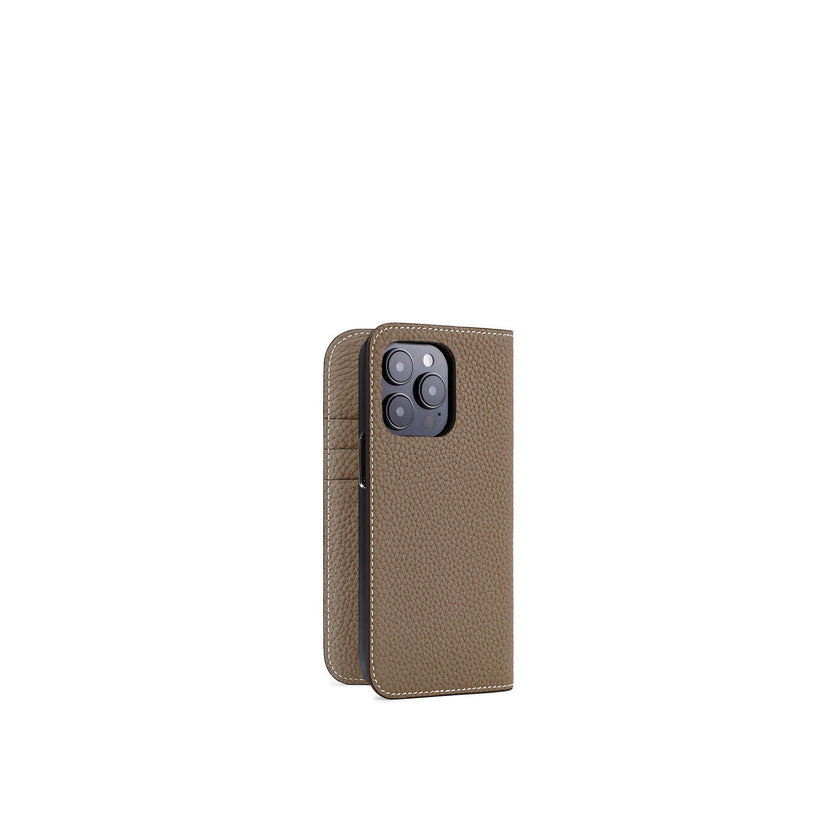 (iPhone 15 Pro) Diary Case Shrink Leather