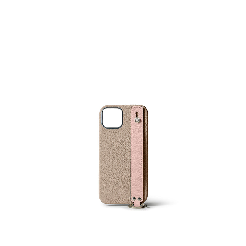 (iPhone 15) ハンドル付き バックカバーケース シュリンクレザー