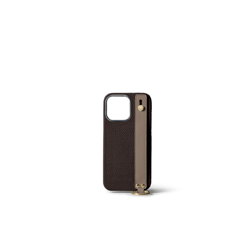 Back Cover with Handle Shrink Leather Gold (iPhone 15 Pro)