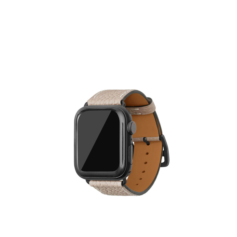 シュリンク Apple Watch レザーバンド【38mm/40mm/41mm/42mm, M/Lサイズ】 (アダプター：ブラック)