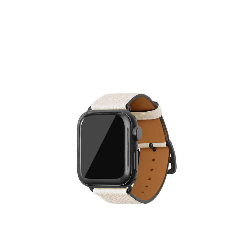 シュリンク Apple Watch レザーバンド【38mm/40mm/41mm/42mm, M/Lサイズ】 (アダプター：ブラック)