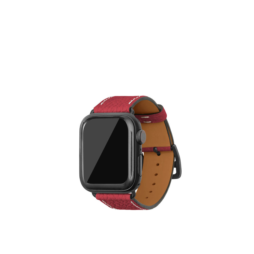 シュリンク Apple Watch レザーバンド【38mm/40mm/41mm/42mm, M/Lサイズ】 (アダプター：ゴールド)