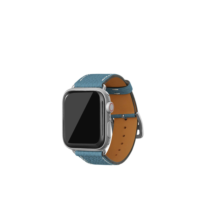 シュリンク Apple Watch レザーバンド【38mm/40mm/41mm/42mm, M/Lサイズ】 (アダプター：シルバー)