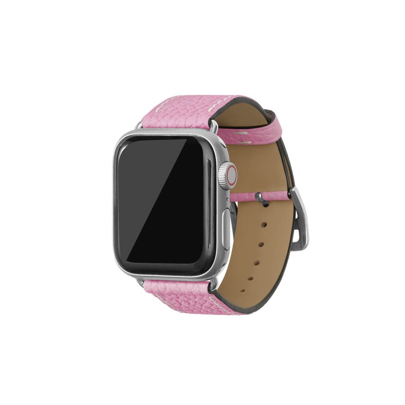 シュリンク Apple Watch レザーバンド【38mm/40mm/41mm/42mm, M/Lサイズ】 (アダプター：シルバー)