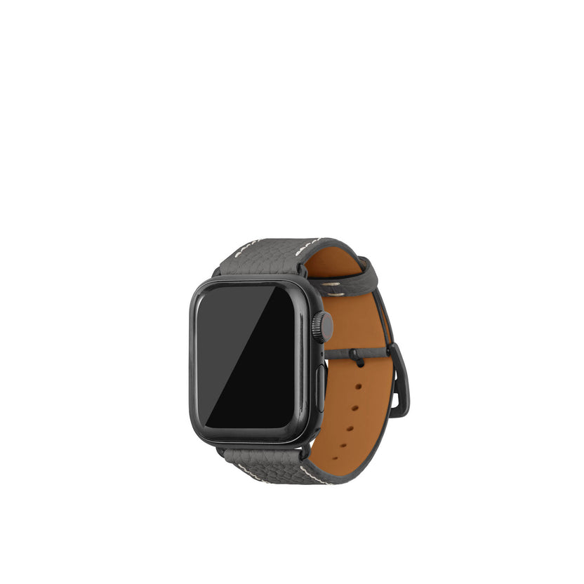 シュリンク Apple Watch レザーバンド【38mm/40mm/41mm/42mm, S/Mサイズ】 (アダプター：ブラック)