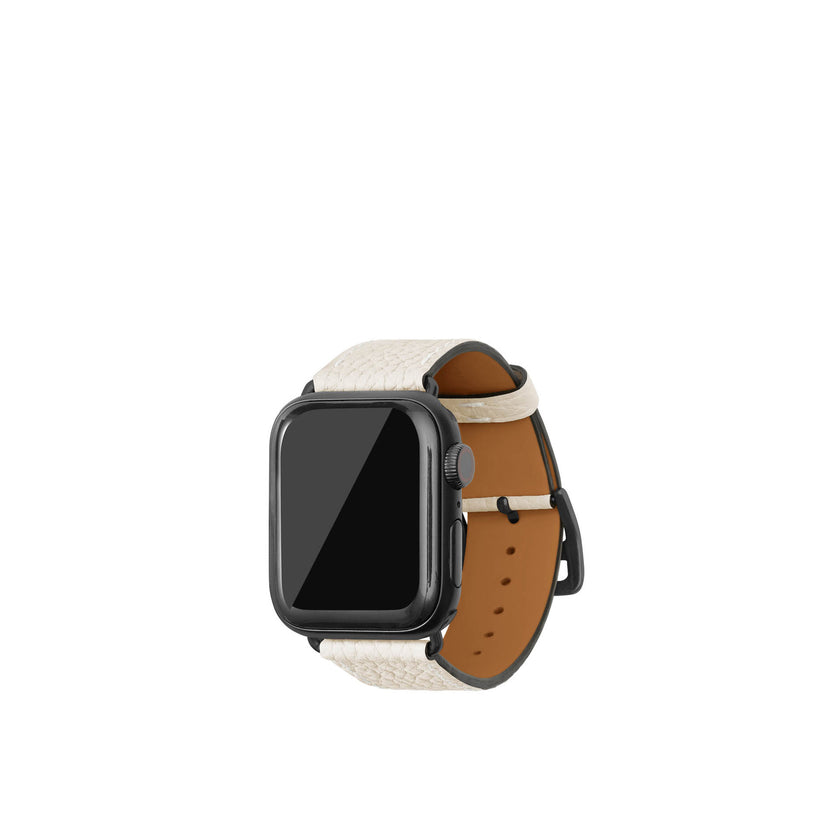 シュリンク Apple Watch レザーバンド【38mm/40mm/41mm/42mm, S/Mサイズ】 (アダプター：ブラック)