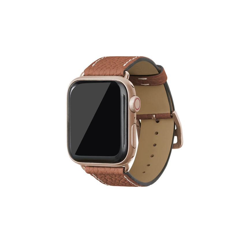 シュリンク Apple Watch レザーバンド【38mm/40mm/41mm/42mm, S/Mサイズ】 (アダプター：ゴールド)