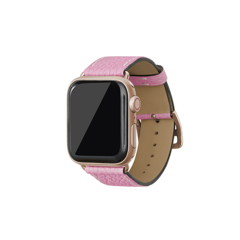 シュリンク Apple Watch レザーバンド【38mm/40mm/41mm/42mm, S/Mサイズ】 (アダプター：ゴールド)