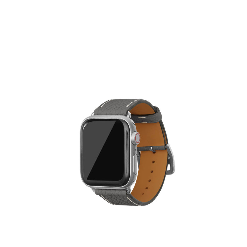 シュリンク Apple Watch レザーバンド【38mm/40mm/41mm/42mm, S/Mサイズ】 (アダプター：シルバー)